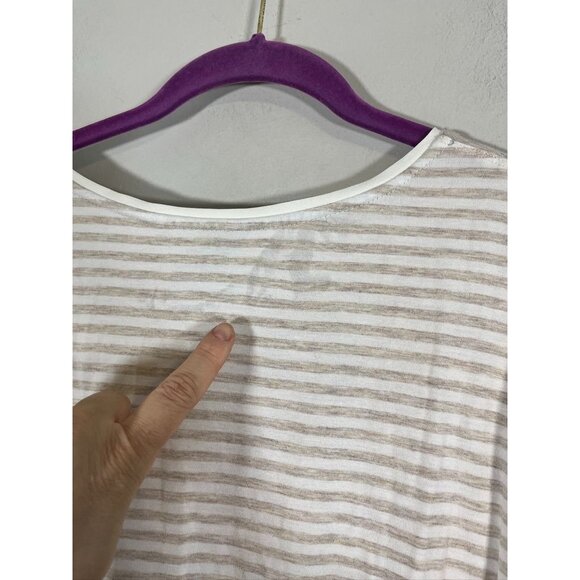 Ali Miles Striped Lace Tunic Top 1X Tan Boho Western Indie Hippie Chic Neutral - Picture 11 of 11